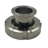 Vista frontal del adaptador sanitario Tri-Clamp a DIN-40 hembra para tanques