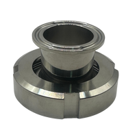 Vista frontal del adaptador sanitario Tri-Clamp a DIN-40 hembra para tanques