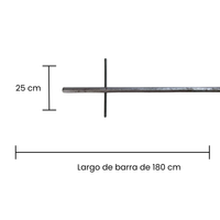 Primer plano de la barra transversal de 25 cm que permite aplicar fuerza con precisión durante la instalación de anclas en el viñedo.