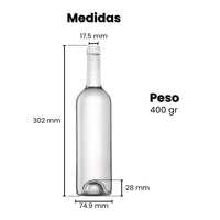 Hacer VinoBotella bordolesa Transparente - Caja de 12 con división - Hacer Vino