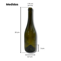 Botella borgoña 750 ml verde antiguo - Hacer Vino