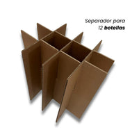 Caja de cartón 12 botellas 300 mm de alto y 90 mm de diámetro Con revestimiento DOBLE - Hacer Vino