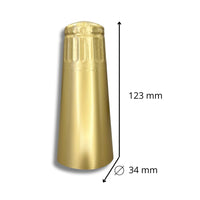 Cápsula Polilaminada Color Oro 34x123mm para botellas de Vino espumoso o Champagne - Paquete 100 Pz - Hacer Vino