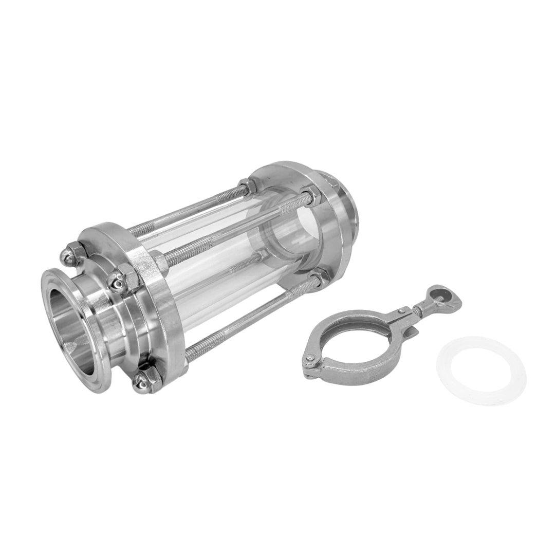 Mirilla de acero inoxidable con triple abrazadera 1,5" - Hacer Vino