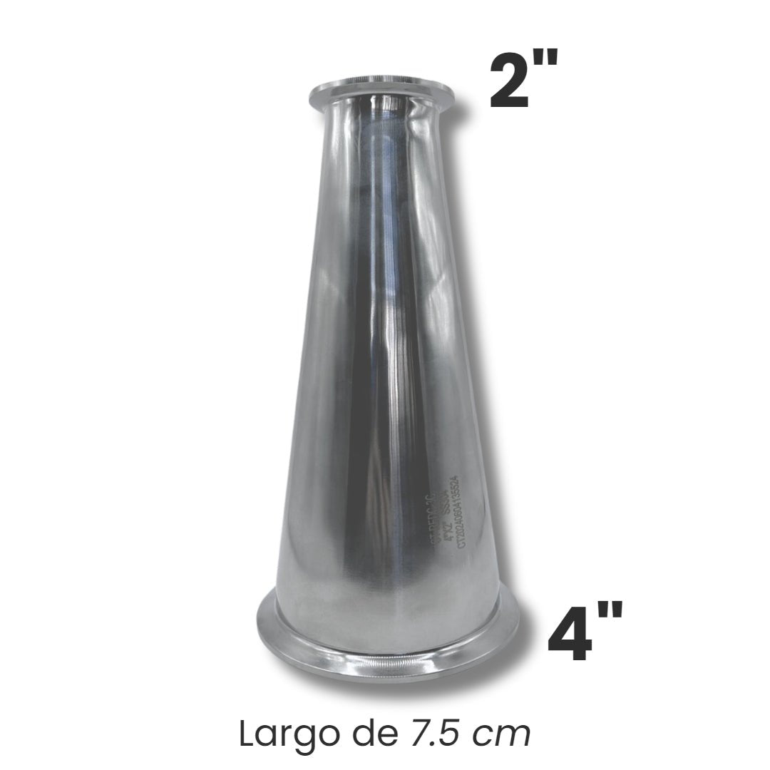 Reducción Excéntrica sanitaria tipo Triclamp de Acero inoxidable - Hacer Vino