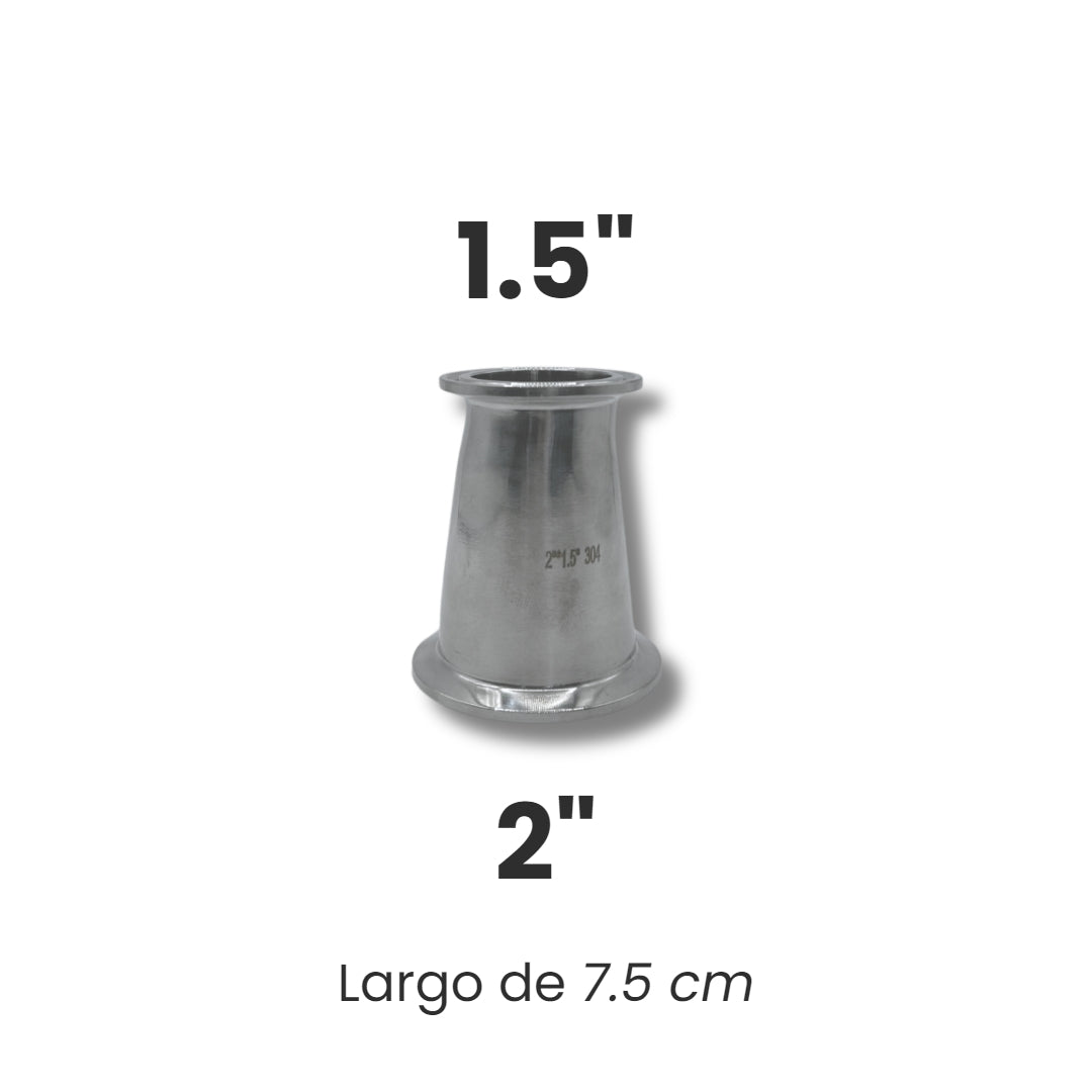 Reducción Excéntrica sanitaria tipo Triclamp de Acero inoxidable - Hacer Vino