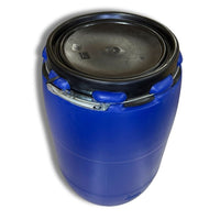 TAMBO DE PLÁSTICO AZUL REY ABIERTO DE 220 LITROS CON TAPA Y CINCHO - Hacer Vino