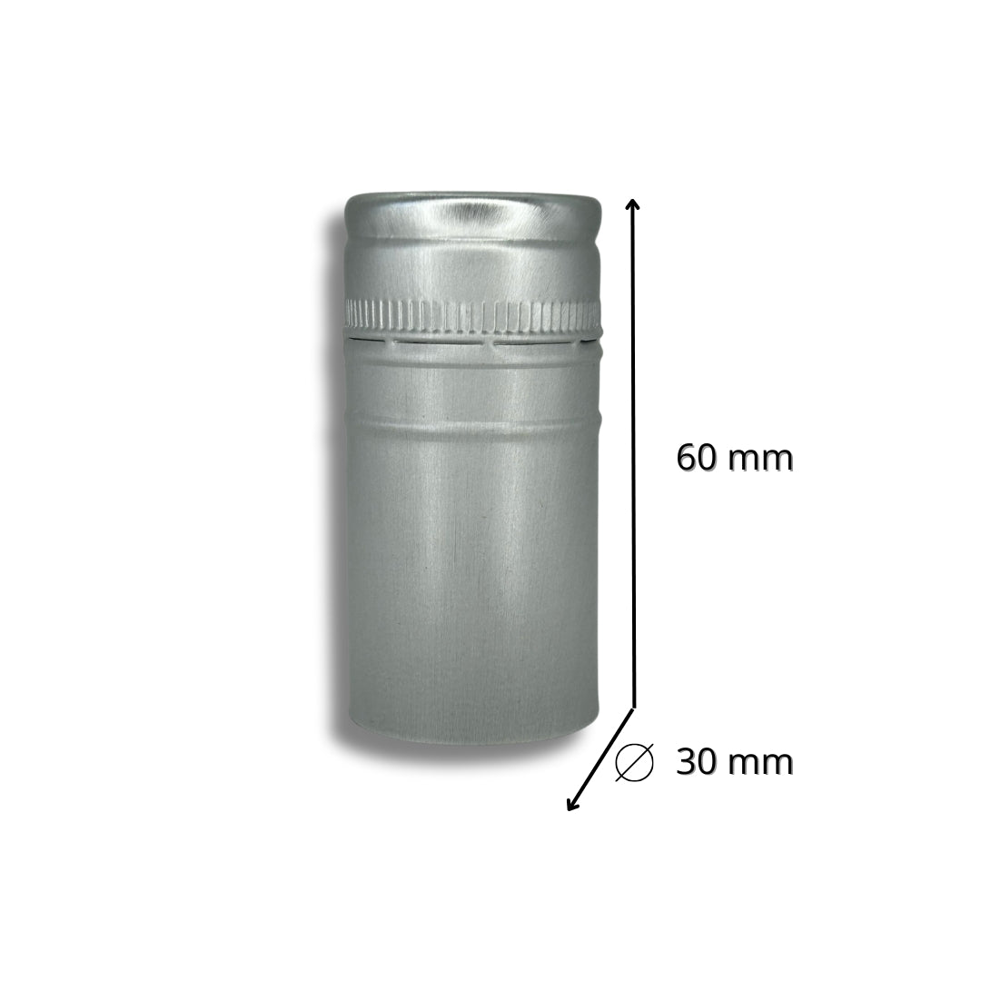 Hacer VinoTaparrosca Color Plata 30x50mm - Paquete 100 Pz - Hacer Vino