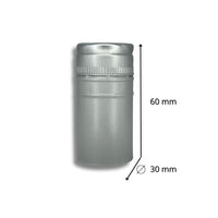 Hacer VinoTaparrosca Color Plata 30x50mm - Paquete 100 Pz - Hacer Vino