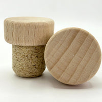 Tapón de corcho microaglomerado - Bar top con disco de Madera Natural - Hacer Vino