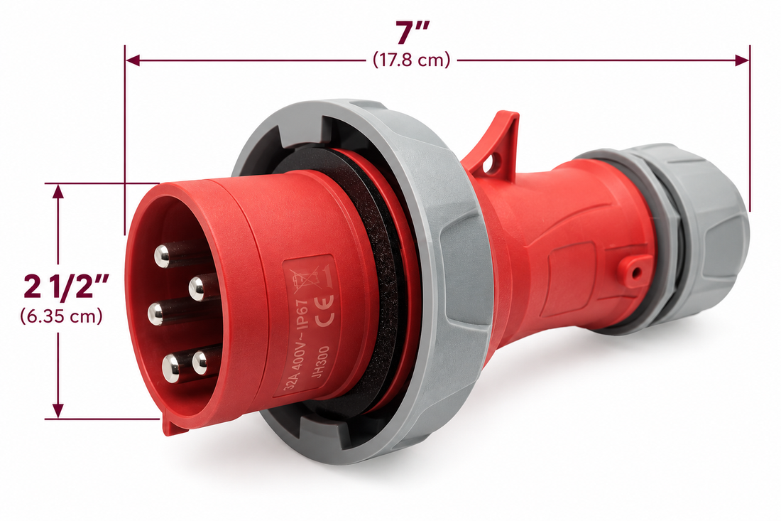 Clavija industrial IP67 32A 400V JH300 / JH294 Pines Macho