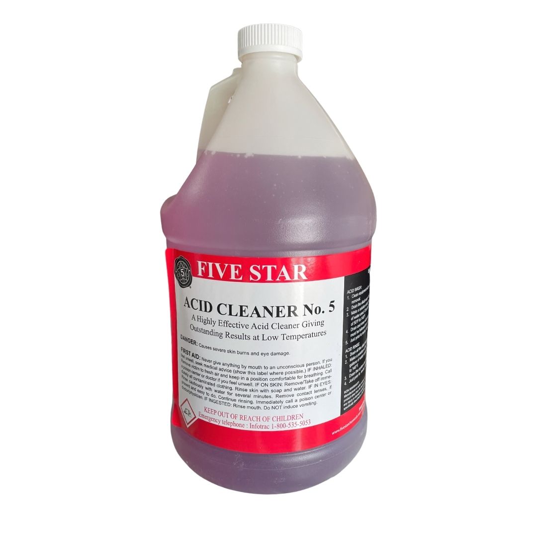 Limpiador Ácido #5 Five Star 1 Galón (3.78 L) | Nítrico/Fosfórico | Desincrustante y Pasivante Inox para ajuste de acidez