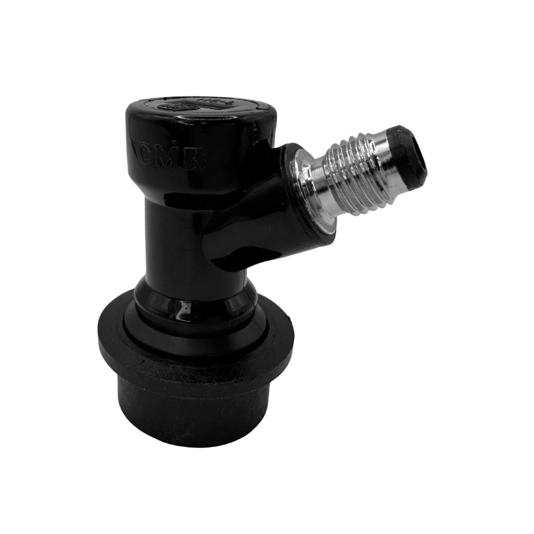 Detalle de Conector Rápido Ball Lock Barb para Keg Cornelius para conexiones sanitarias en bodega