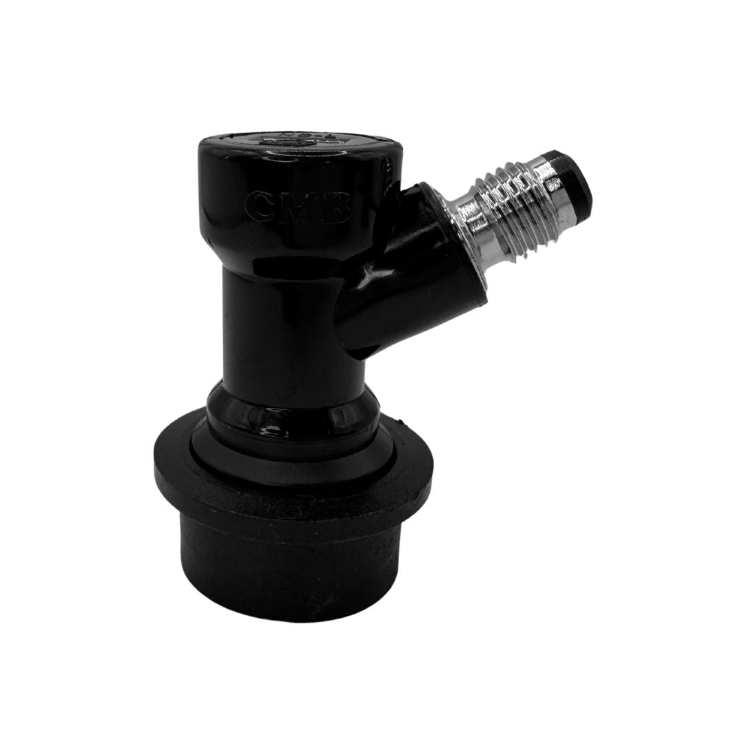 Detalle de Conector Rápido Ball Lock Barb para Keg Cornelius para conexiones sanitarias en bodega