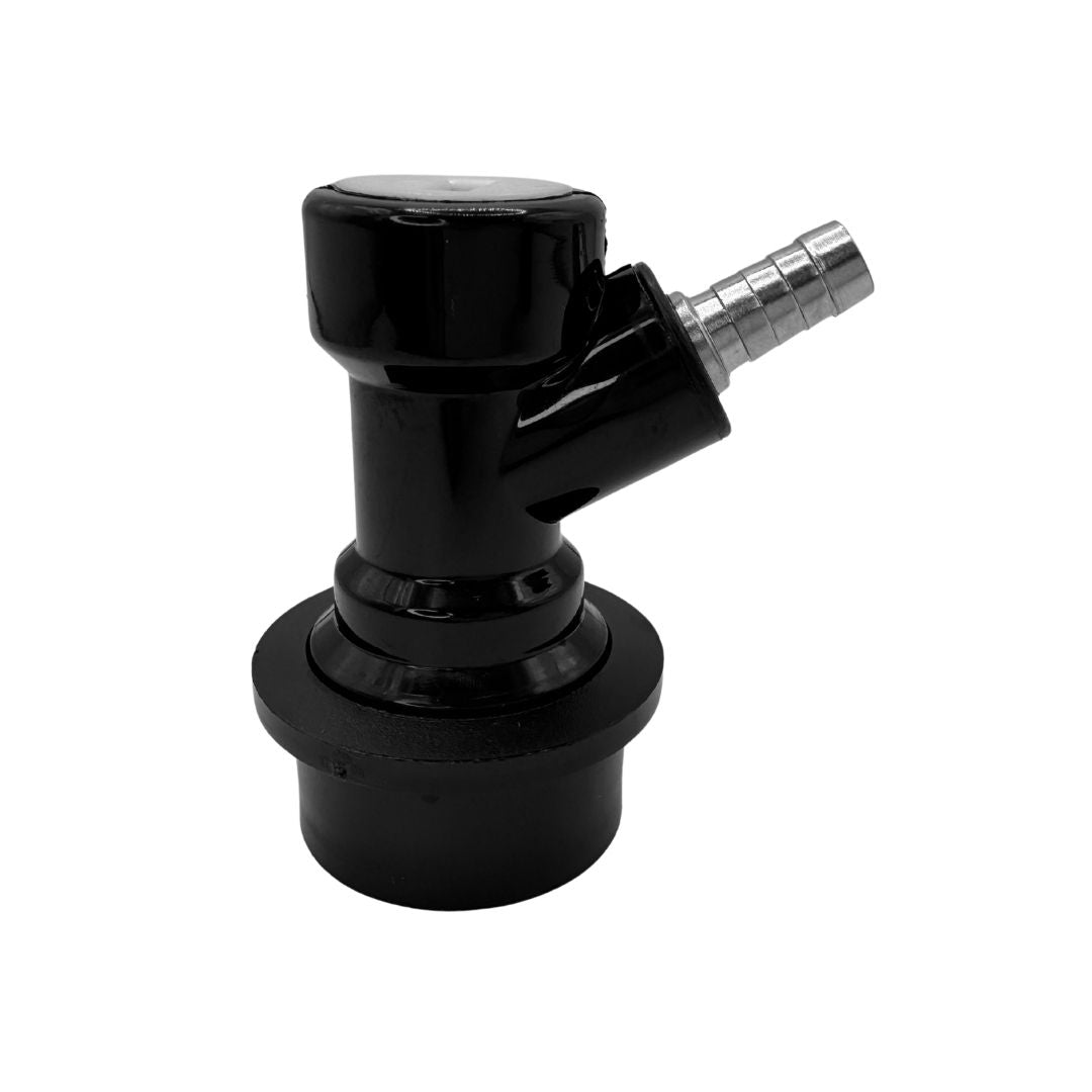 Detalle de Conector Rápido Ball Lock Barb para Keg Cornelius para conexiones sanitarias en bodega