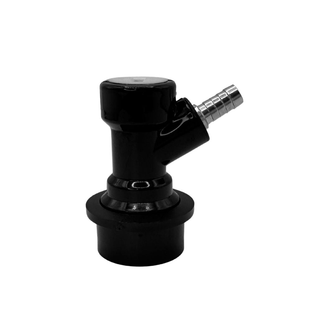 Detalle de Conector Rápido Ball Lock Barb para Keg Cornelius para conexiones sanitarias en bodega