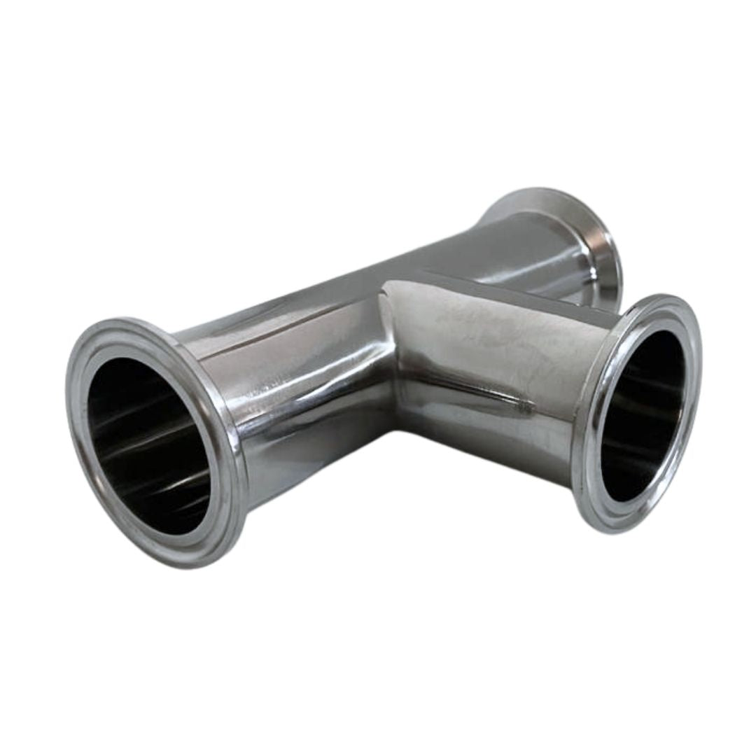 Detalle de Tee Sanitaria Tri-Clamp | acero inoxidable para conexiones sanitarias en bodega