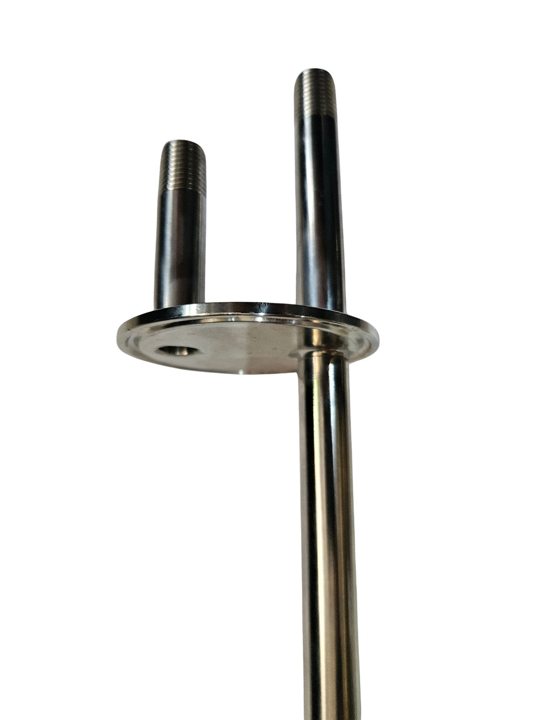 Manifold triclamp de 2" con dos salidas de 1/4" NPT y succión para barril