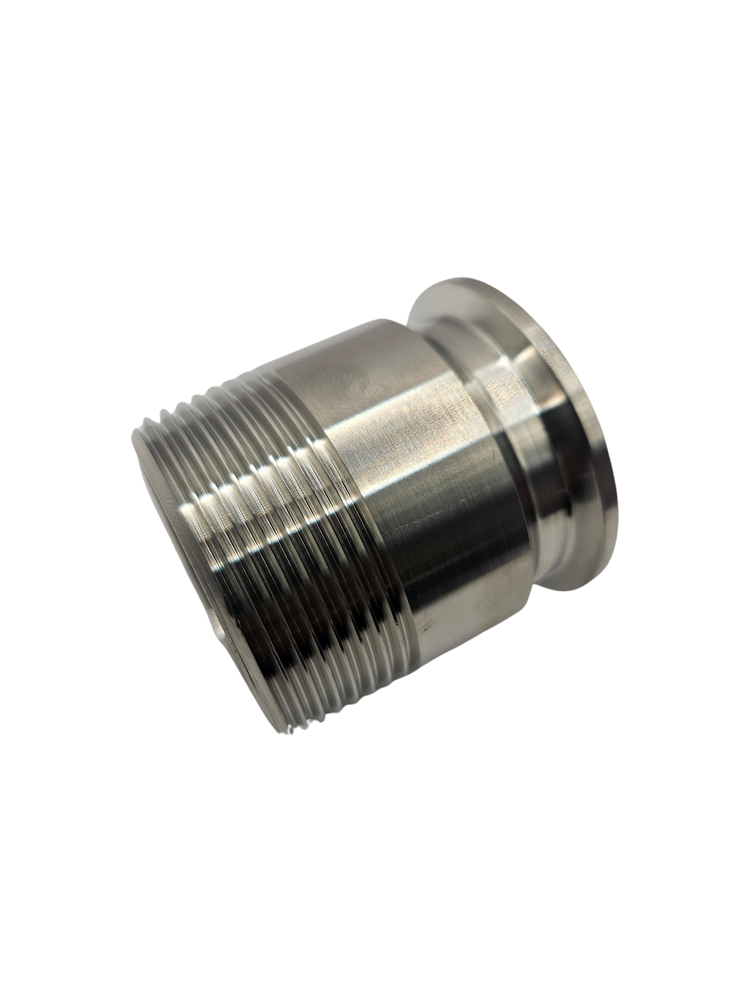 Adaptador Tri-Clamp 1.5" a rosca macho 1-1/2" de acero inoxidable de 2" de alto
