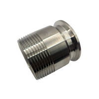 Adaptador Tri-Clamp 1.5" a rosca macho 1-1/2" de acero inoxidable de 2" de alto