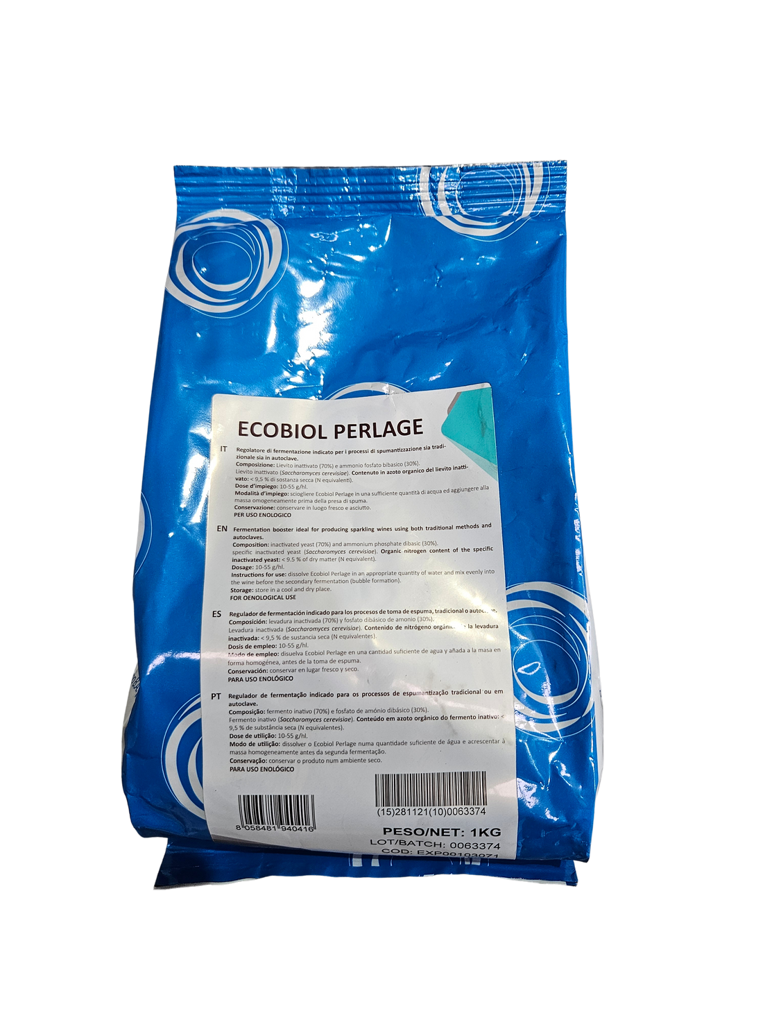 Regulador de Fermentación Ecobiol Perlage – Nutriente Orgánico para Espumosos sin Sulfatos (1 kg) - Perdomini IOC