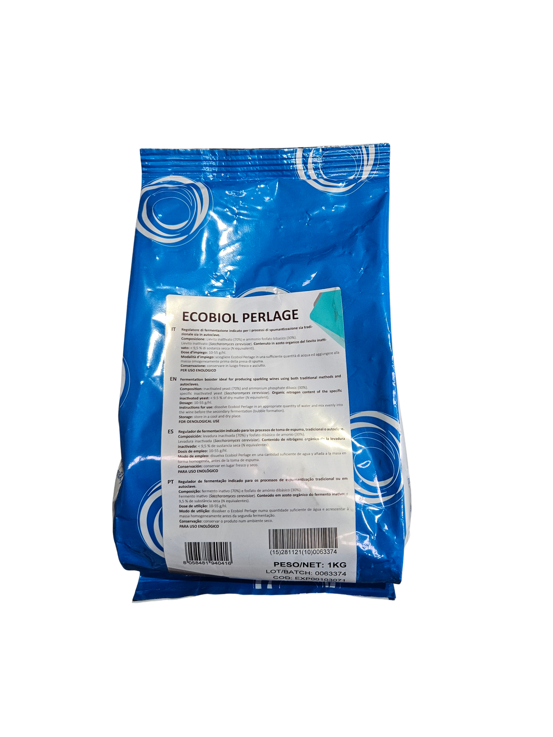 Regulador de Fermentación Ecobiol Perlage – Nutriente Orgánico para Espumosos sin Sulfatos (1 kg) - Perdomini IOC