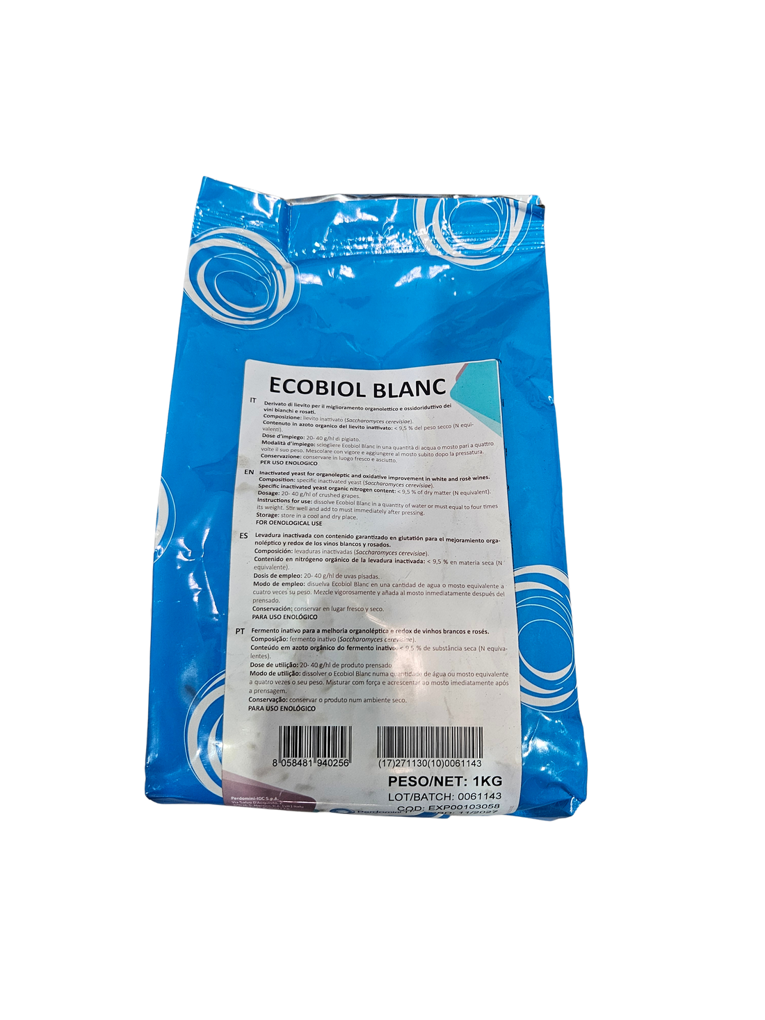 Nutriente Orgánico Ecobiol Blanc – Hollejos de Levadura Ricos en Glutatión para Vinos Blancos (1 kg) - Perdomini IOC