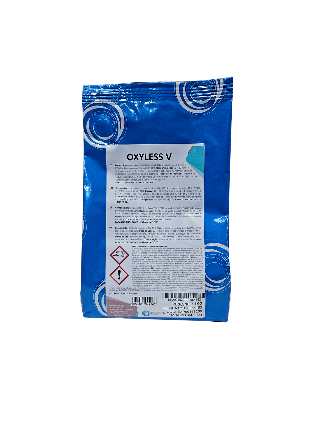 Antioxidante Oxyless V – Glutatión y Polisacáridos para Protección de Vinos en Trasiego (1 kg) - Perdomini IOC