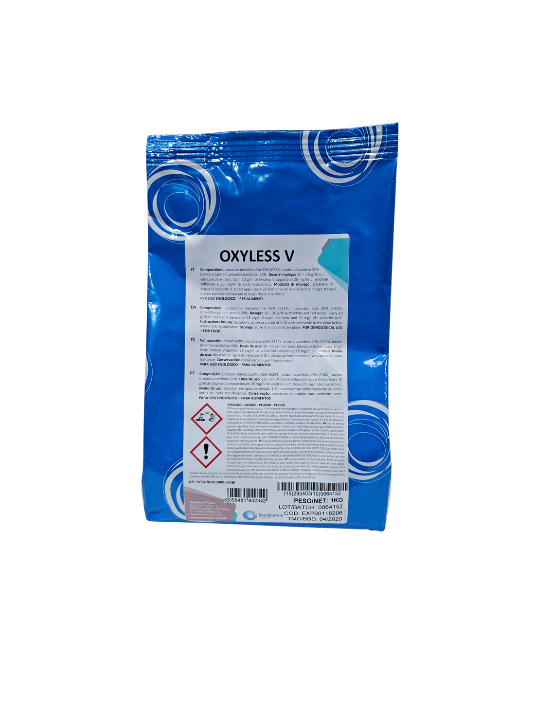 Antioxidante Oxyless V – Glutatión y Polisacáridos para Protección de Vinos en Trasiego (1 kg) - Perdomini IOC