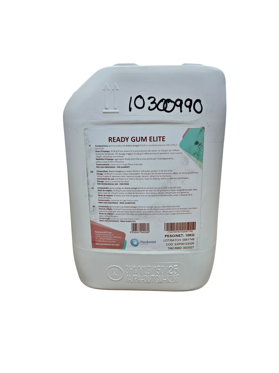Goma Arábiga Ready Gum Elite – Estabilizante Coloidal Premium para Protección y Brillo del Vino (10 kg) - Perdomini IOC