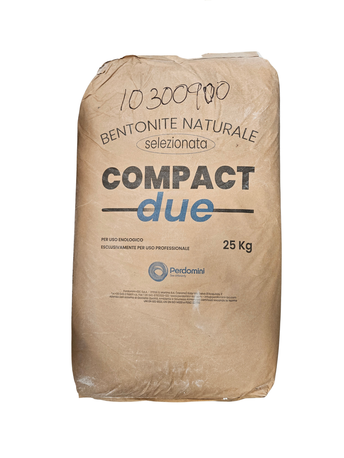 Bentonita Compact Due – Arcilla Bentonítica Granulada para Clarificación Proteica (25 kg) - Perdomini IOC