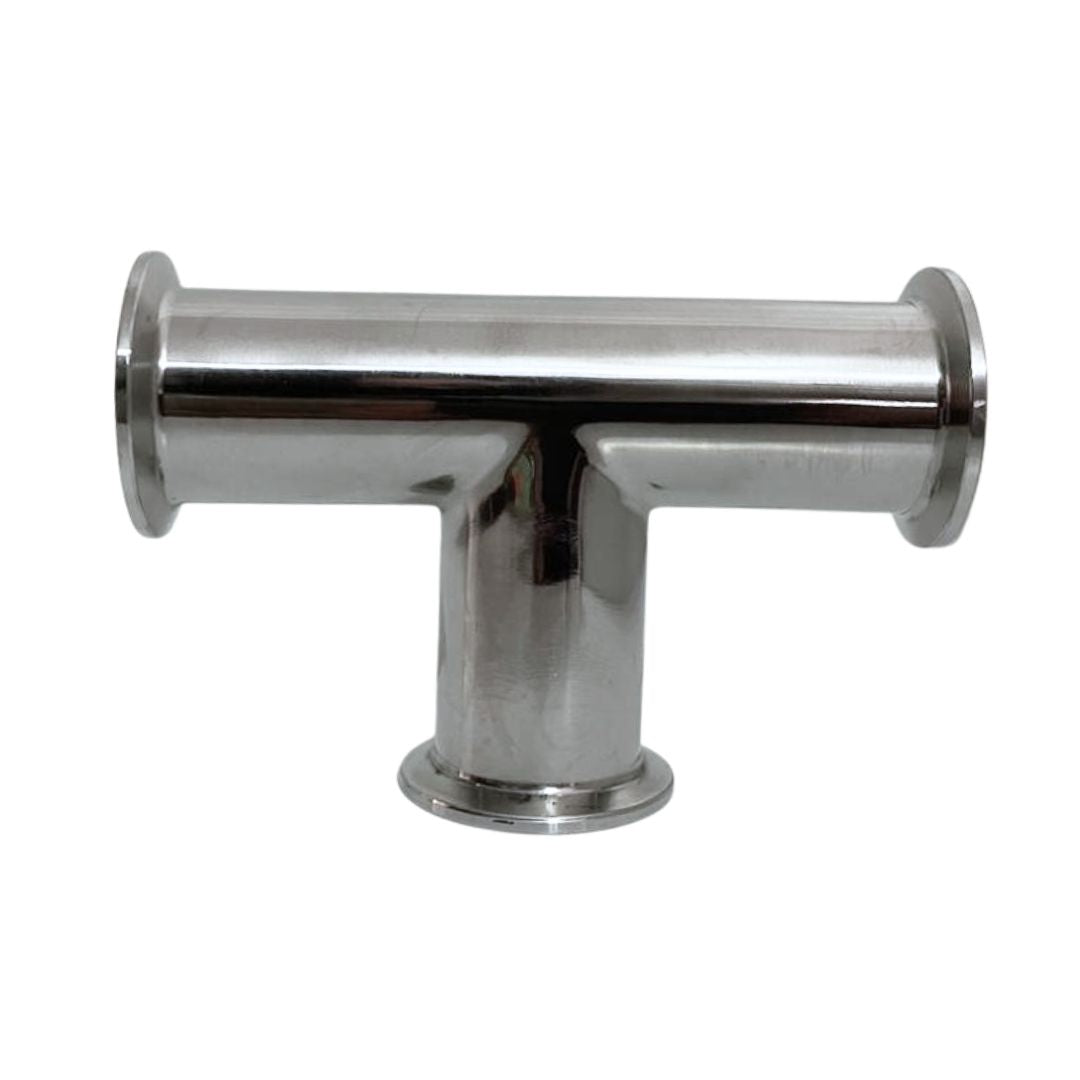 Detalle de Tee Sanitaria Tri-Clamp | acero inoxidable para conexiones sanitarias en bodega