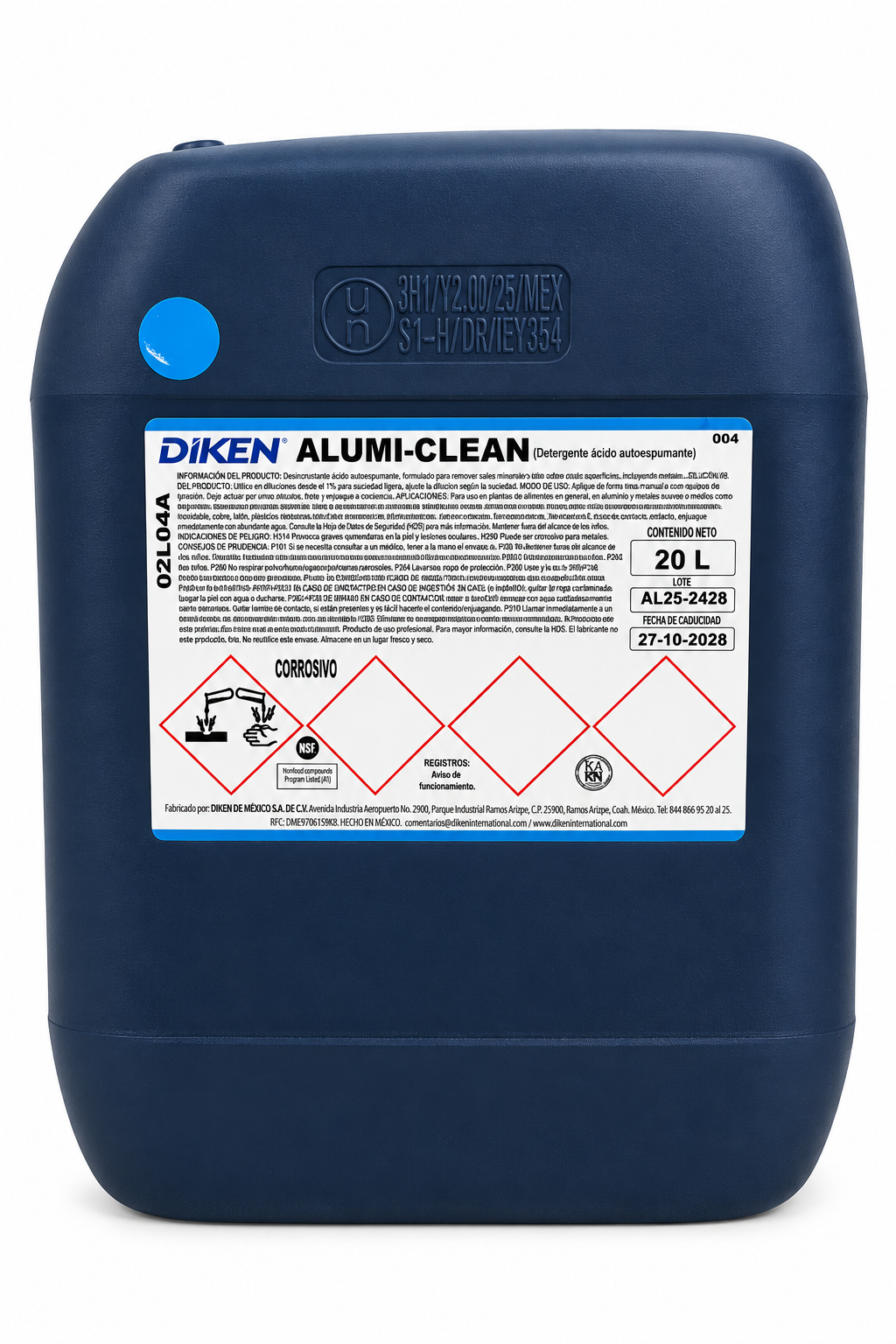 Limpiador Alumi-clean desincrustante y abrillantador ácido autoespumante Porron 20 L