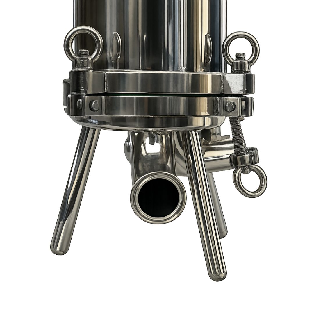 Detalle de Housing sanitario para microfiltración de embotellado | 4 cartuchos | Tri-Clamp 2" de vino