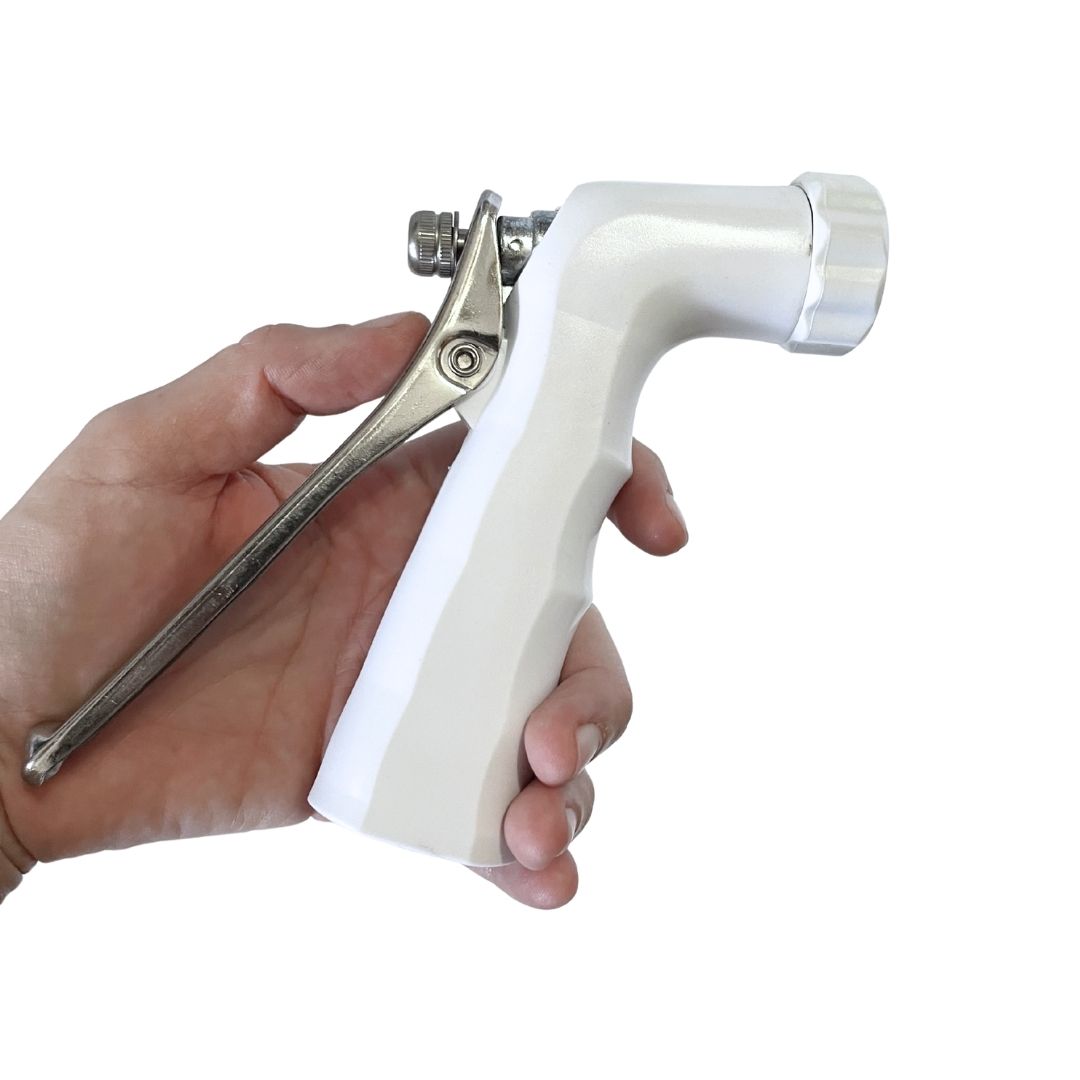 Pistola de Enjuagado Columbia Products N2SW – Estructura de Zinc con Mango de Acero Inoxidable – Color Blanco