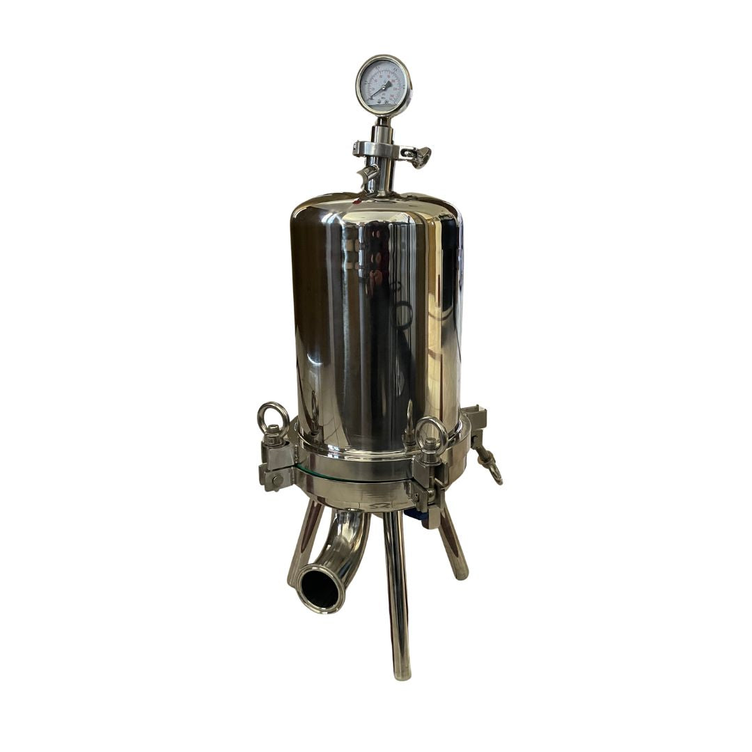 Housing sanitario para microfiltración de embotellado | 4 cartuchos | Tri-Clamp 2" de vino