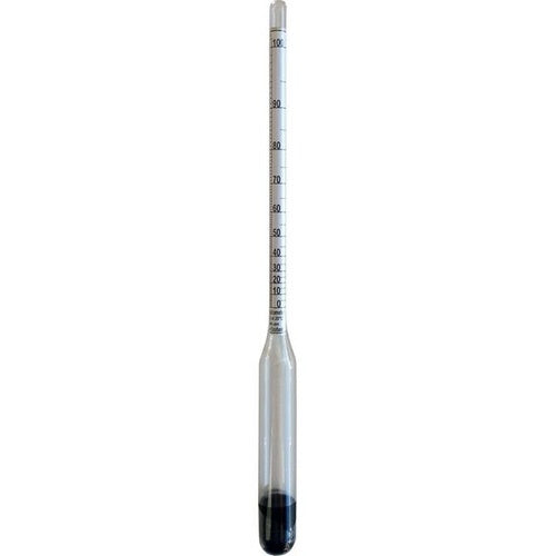 Alcoholímetro/hidrómetro Alcometer con escala 0-100 % para medir concentración de alcohol por volumen en destilados, herramienta de laboratorio para cervecería y destilación