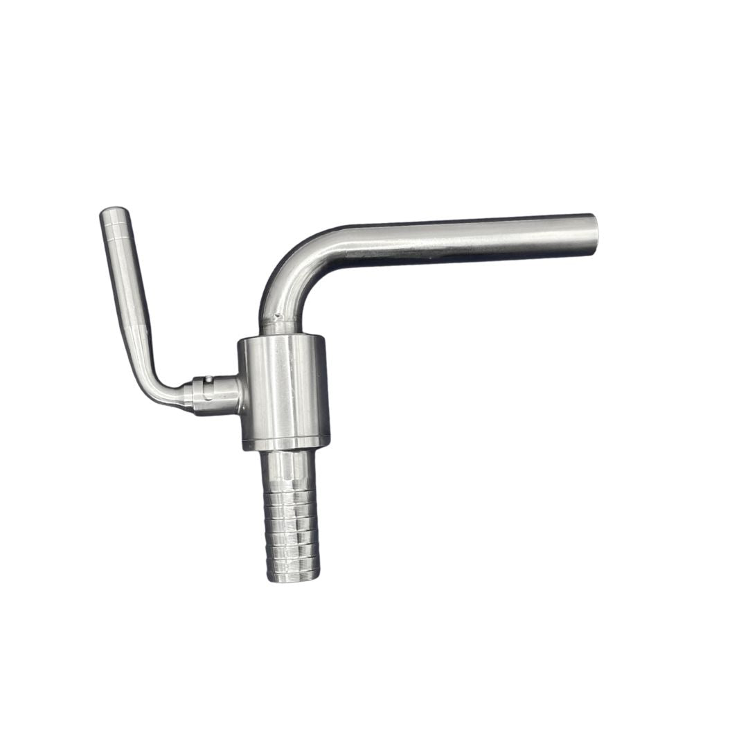 Detalle de Válvula para Llenado de Barricas con Espiga 1/2" (Ball Valve) Inox 304 para crianza y afinado de vino