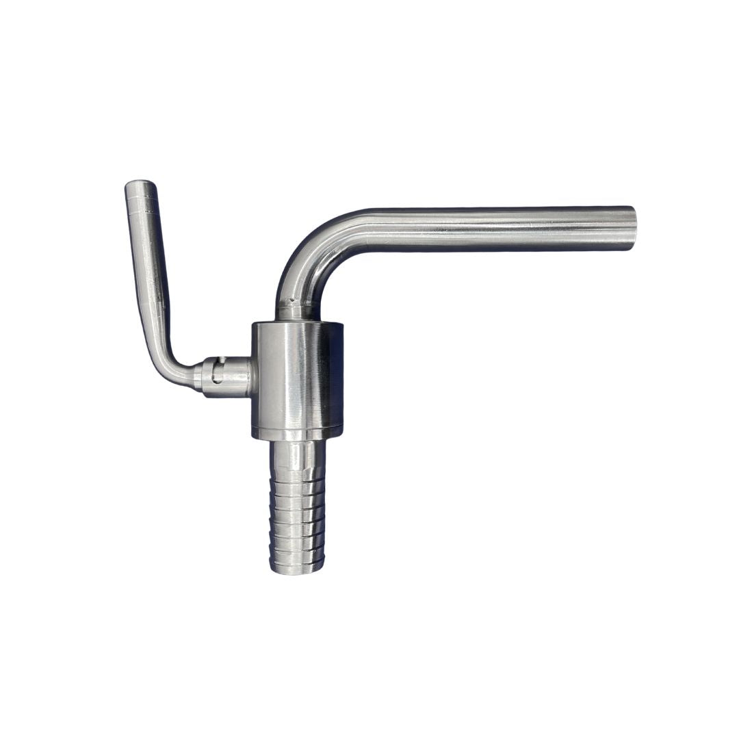 Válvula para Llenado de Barricas con Espiga 1/2" (Ball Valve) Inox 304 para crianza y afinado de vino