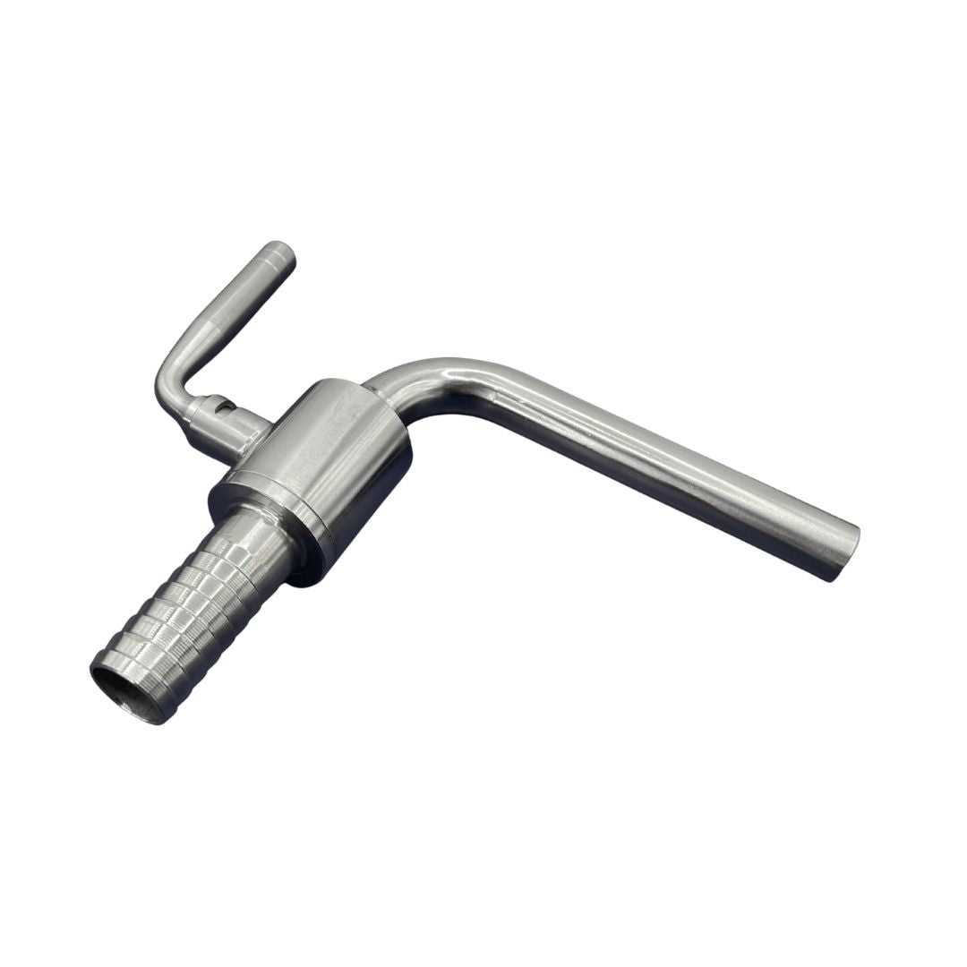 Detalle de Válvula para Llenado de Barricas con Espiga 1/2" (Ball Valve) Inox 304 para crianza y afinado de vino