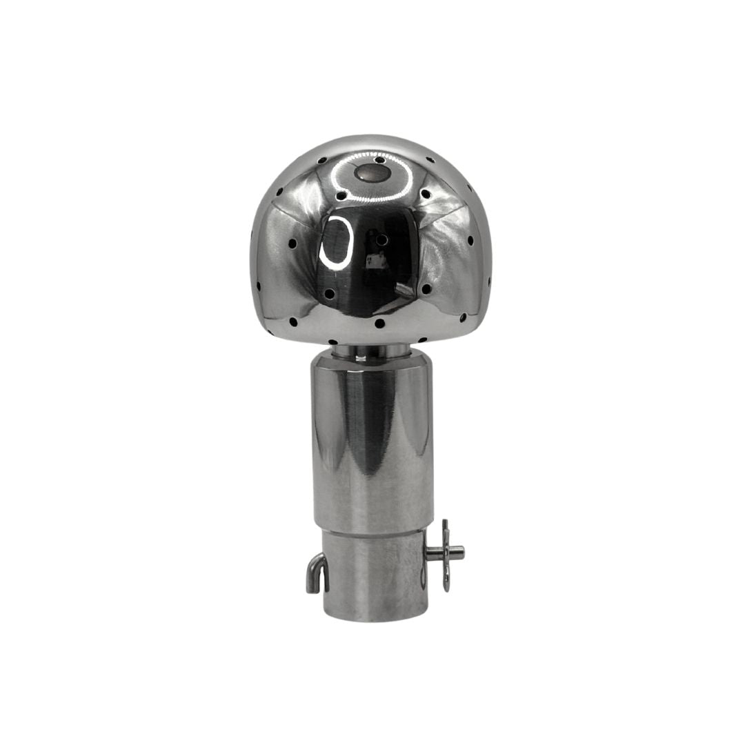 Detalle de Spray Ball rotatoria 2" para CIP | 500 mm | Tubo 1" | Entrada Tri-Clamp 1.5" a 3" para crianza y afinado de vino