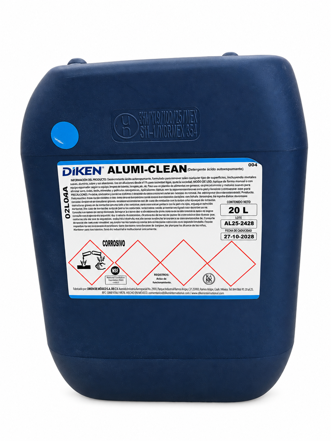 Limpiador Alumi-clean desincrustante y abrillantador ácido autoespumante Porron 20 L
