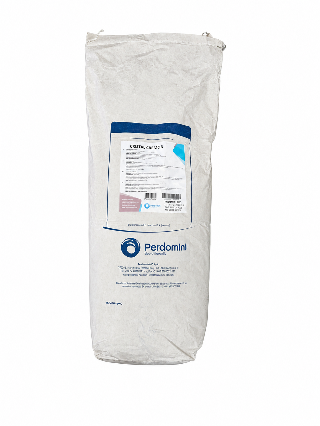 Cremor Tártaro Cristalizado – Bitartrato de Potasio para Estabilización Tartárica (8 kg) - Perdomini IOC