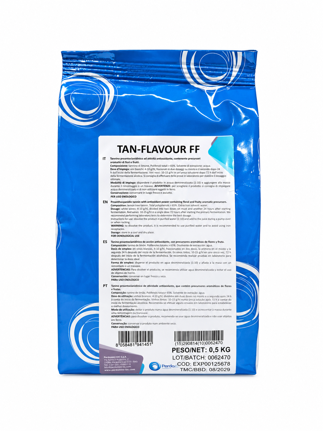 Tanino Aromático Tan-Flavour FF – Tanino Proantocianídínico Rico en Flavonoides y Precursores (500 g) - Perdomini IOC