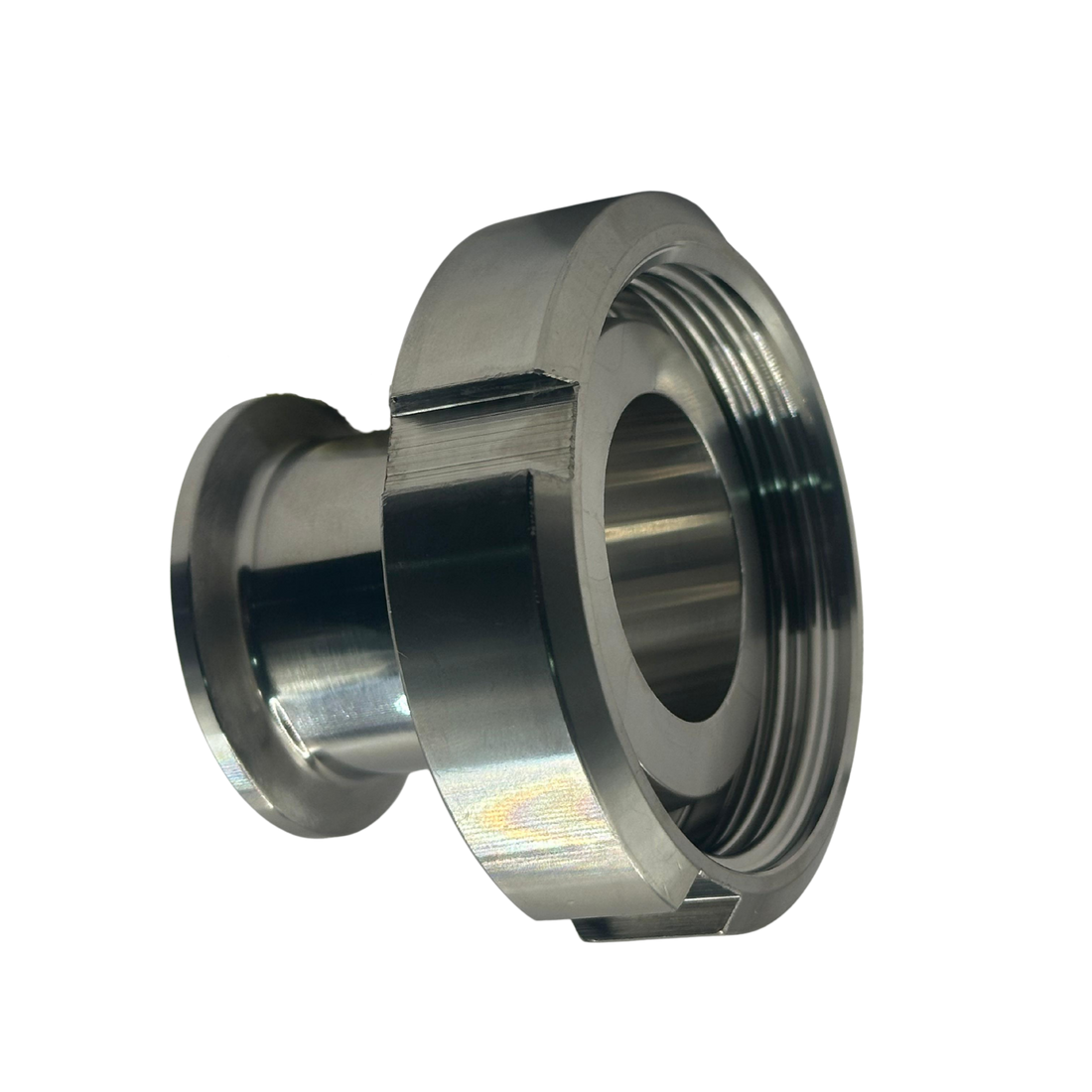 Adaptador Tri-Clamp de 1.5 pulgadas a rosca DIN-40 hembra en acero inoxidable sanitario