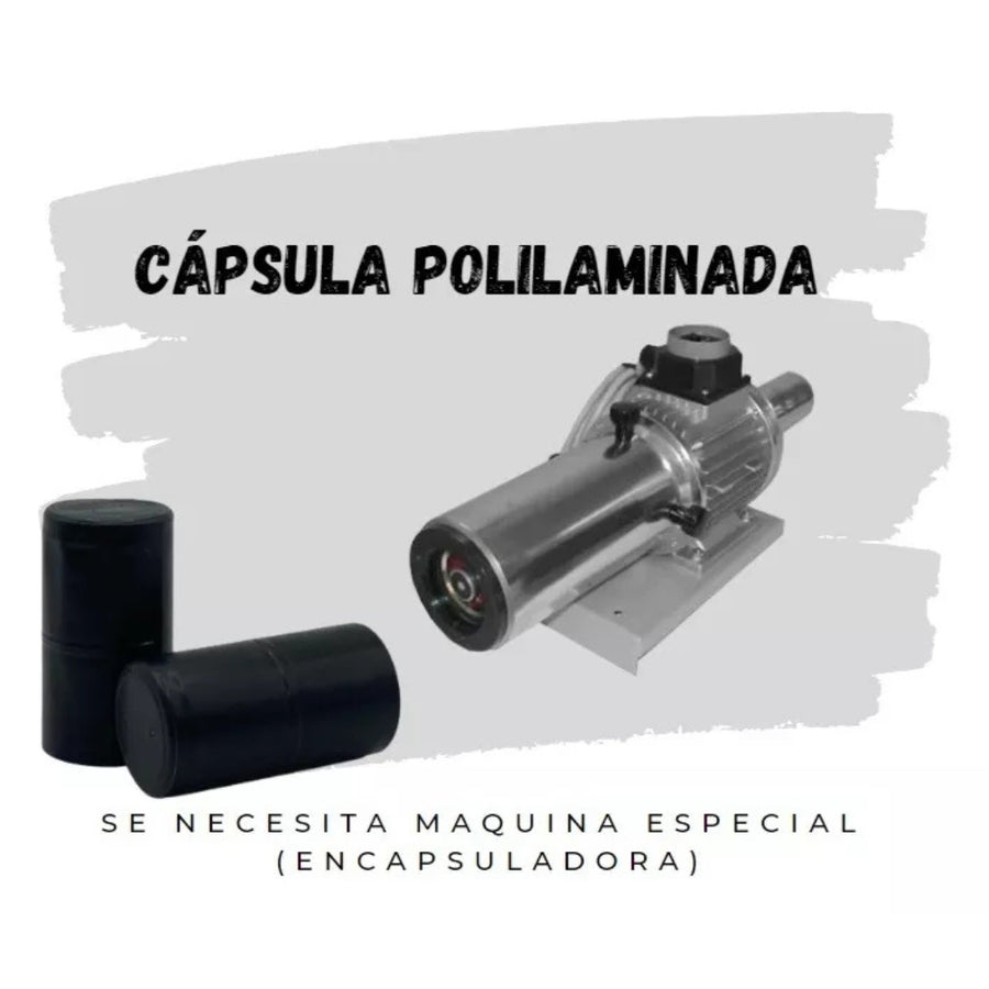 Cápsula Polilaminada Color Negro Mate Matte Black 28.75x55mm - Paquete 100 Pz