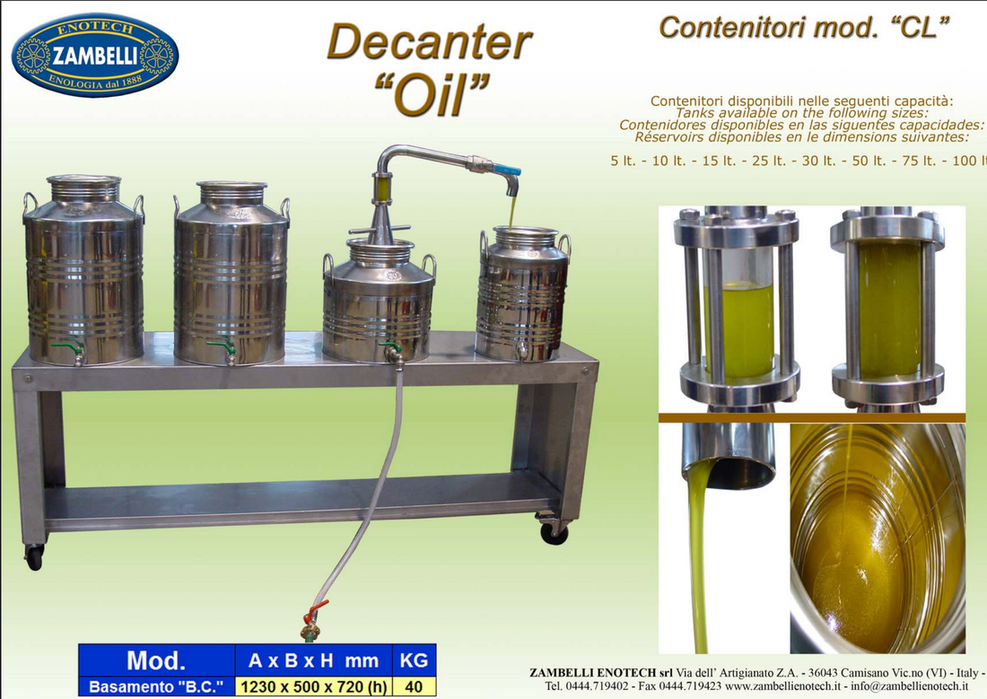 Detalle de Decantador de aceite de oliva Zambelli para servicio de vino