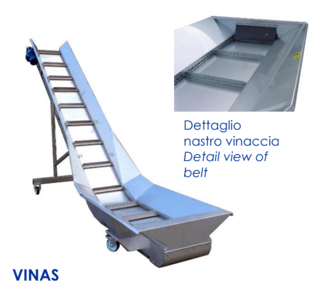 Tolva de elevación Zambelli para proceso de uva en bodega