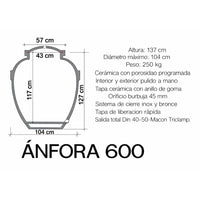Ánfora (Tinaja) Cerámica Microporosa Sirio para Vino | 500, 600, 800 y 900 L