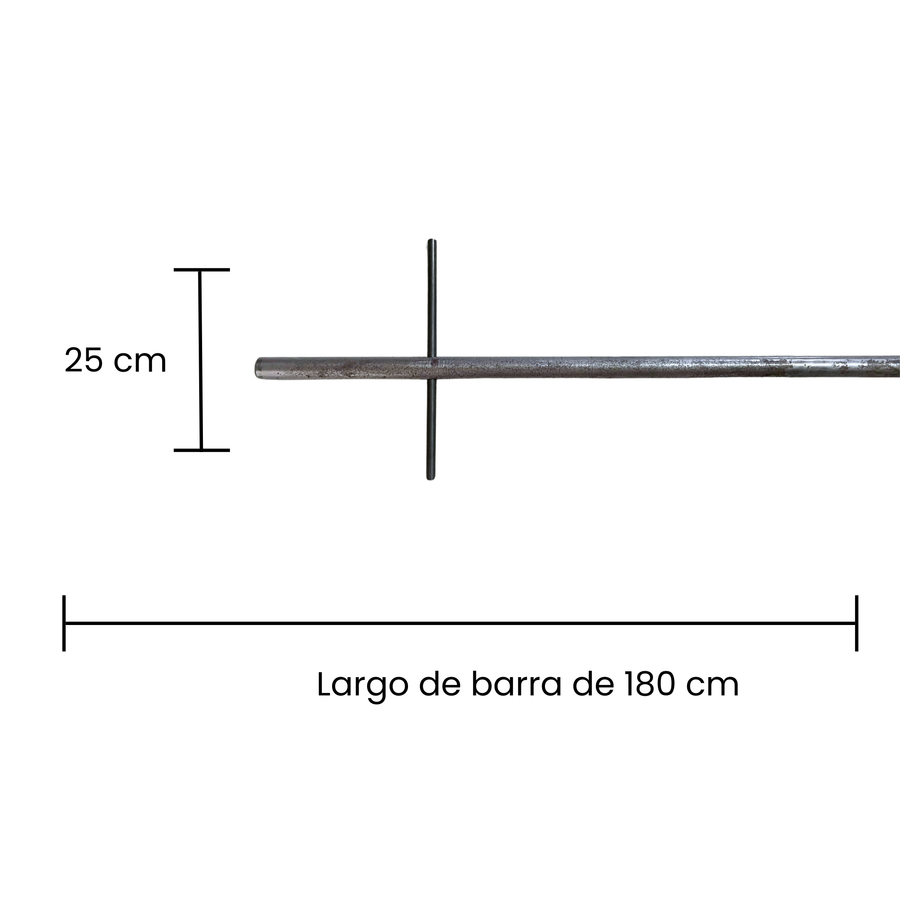 Primer plano de la barra transversal de 25 cm que permite aplicar fuerza con precisión durante la instalación de anclas en el viñedo.
